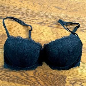 PINK Victoria’s Secret Black Lace Push-Up Bra w/Adjustable Straps 34C
